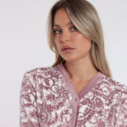 Camicia da donna in coral con scollo a punta e bottoncini - 61300