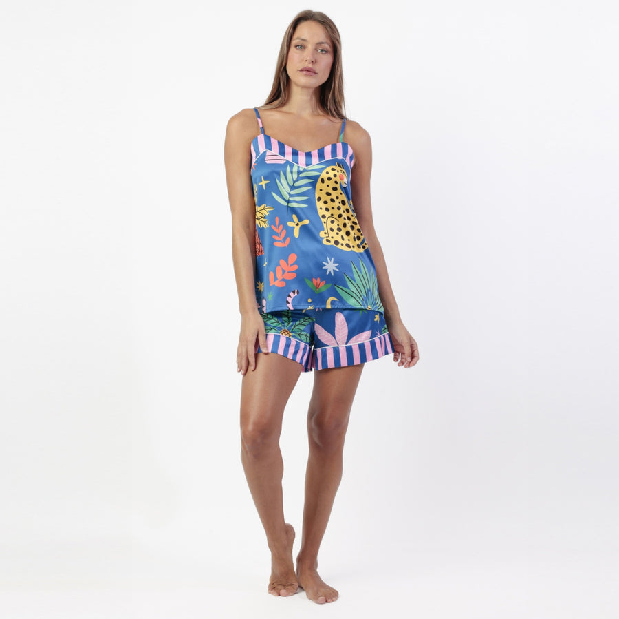 Pigiama Donna in raso spalla stretta - 64098-0
