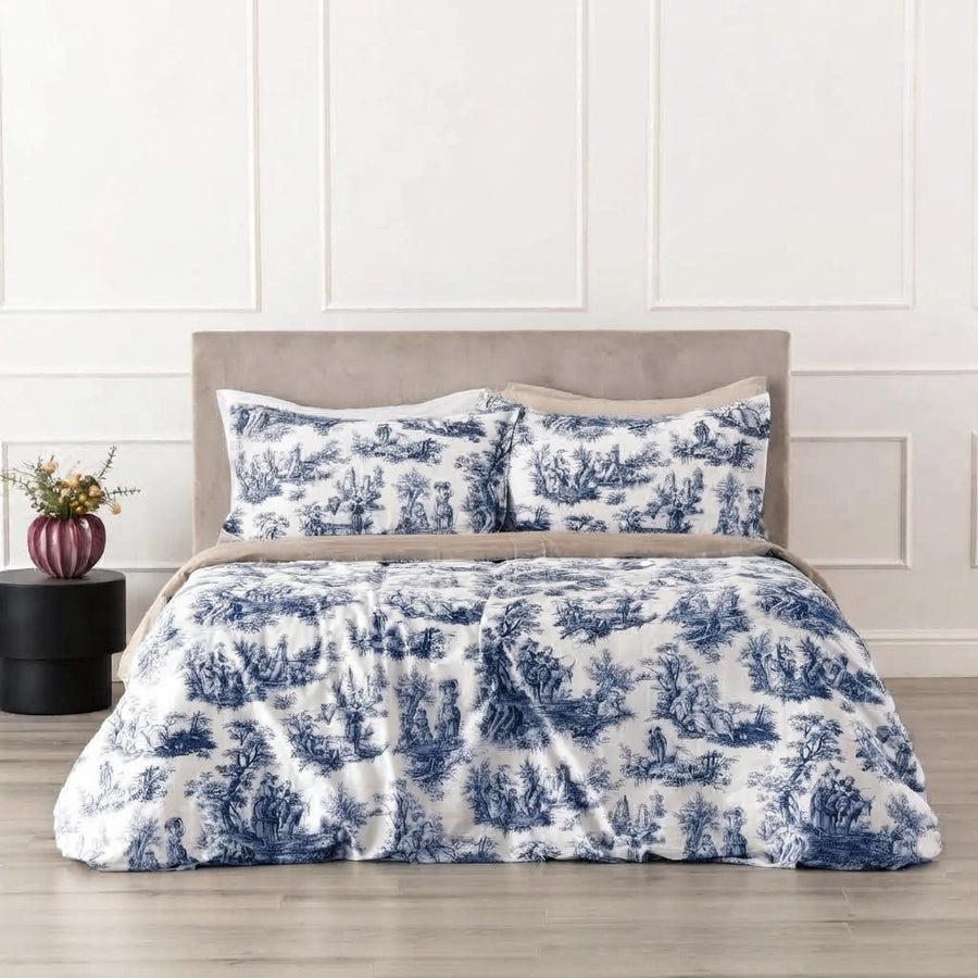 Toile de Jouy Completo letto Matrimoniale in raso 300 fili