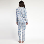 63653-0 - Pigiama caldo cotone aperto avanti con fiocchetti senza polsini