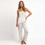 64636-0 - Pigiama in raso spalla stretta wedding con inserti in pizzo