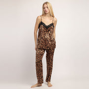 Pigiama pantalone lungo e top in raso maculato - 64587-0