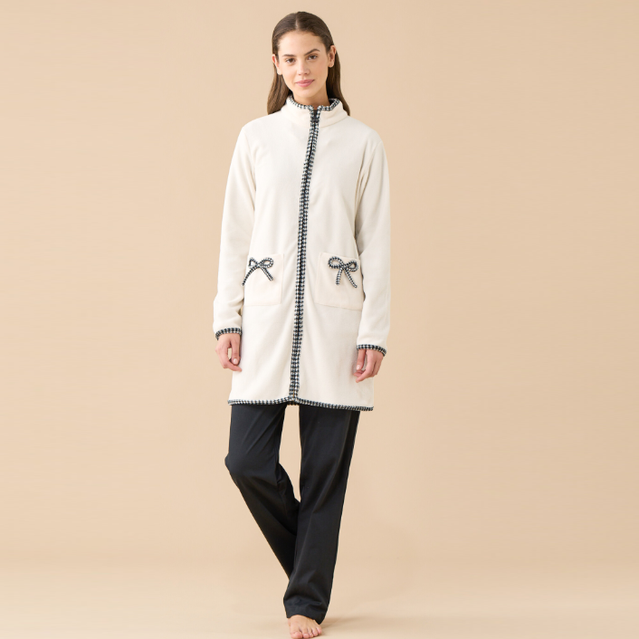 GE3159AB - Vestaglia micropile con zip Noidìnotte