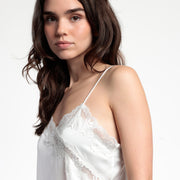 Camicia da notte in raso spalla stretta e pizzo - 61380-0