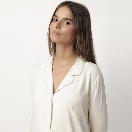 62617-0 - Pigiama in modal aperto avanti con rifiniture in raso