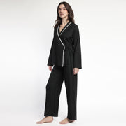 63638-0 - Pigiama aperto avanti ad incrocio in mussola