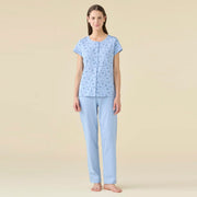 FA9520AB - Pigiama mezza manica con pantalone lungo aperto avanti