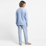 64631-0 - Pigiama in maglia mélange con bordo in pizzo e taschino sul petto