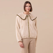 GE3012 - Giacca donna eco pelliccia con collettone rouche