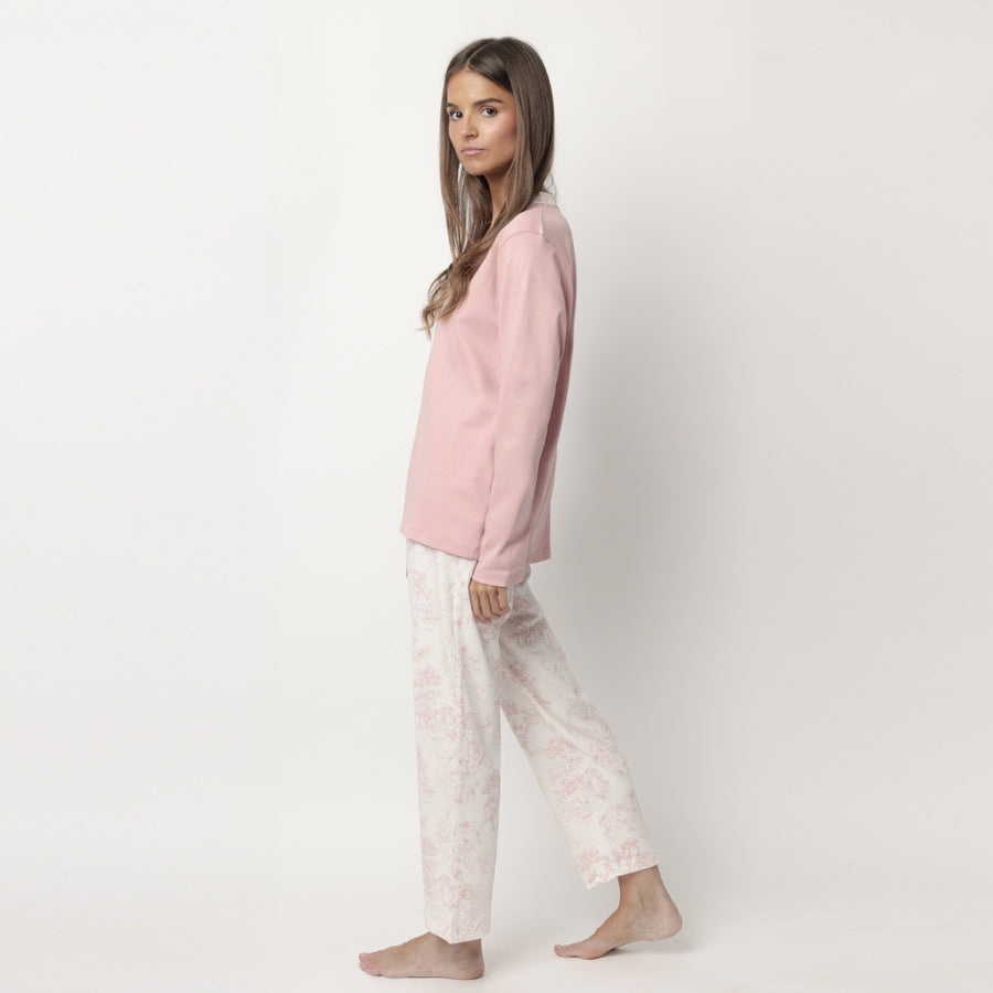 63609-0 - Pigiama  in caldo cotone serafino con pantalone toile de jouy