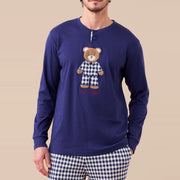 FC3144 - Pigiama uomo in caldo cotone orsetto con pantalone vichy