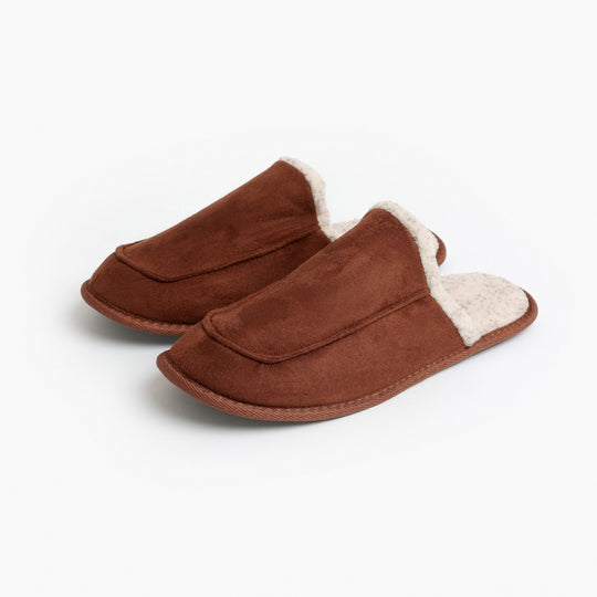 69047-0 - Pantofole da uomo in sherpa marrone