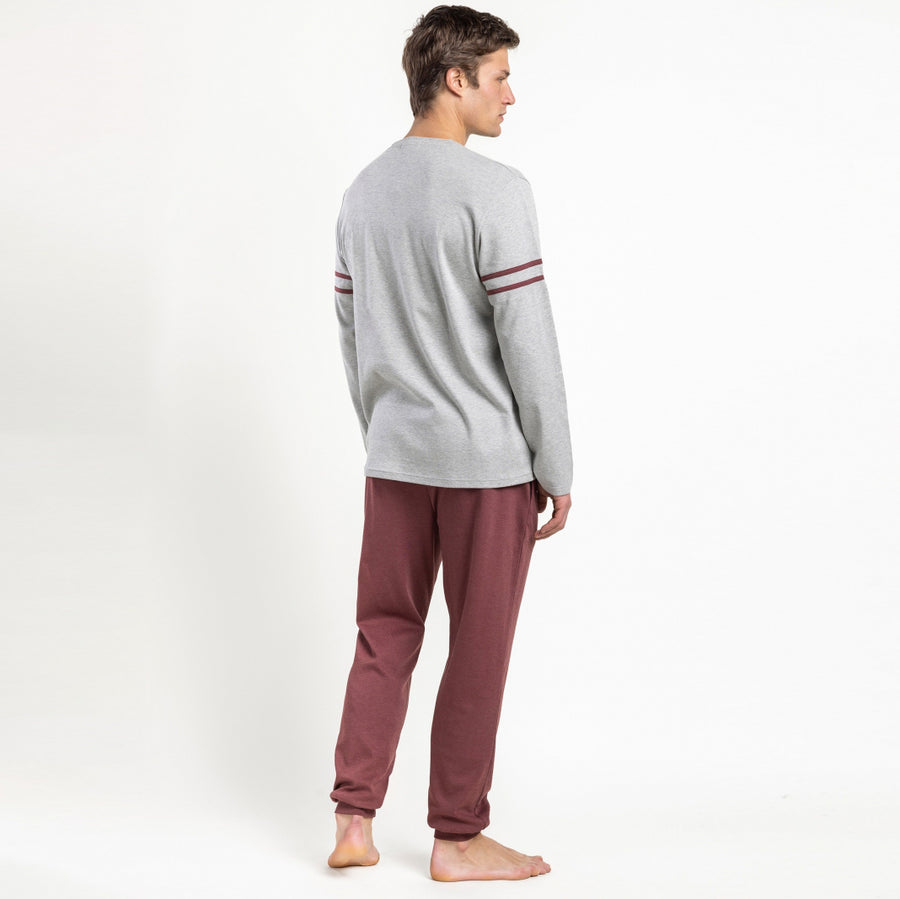 64842-0 - Pigiama da uomo grigio a maniche lunghe