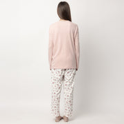 63599-0 - Pigiama in caldo cotone con pantalone fiorellini e maglia tinta unita