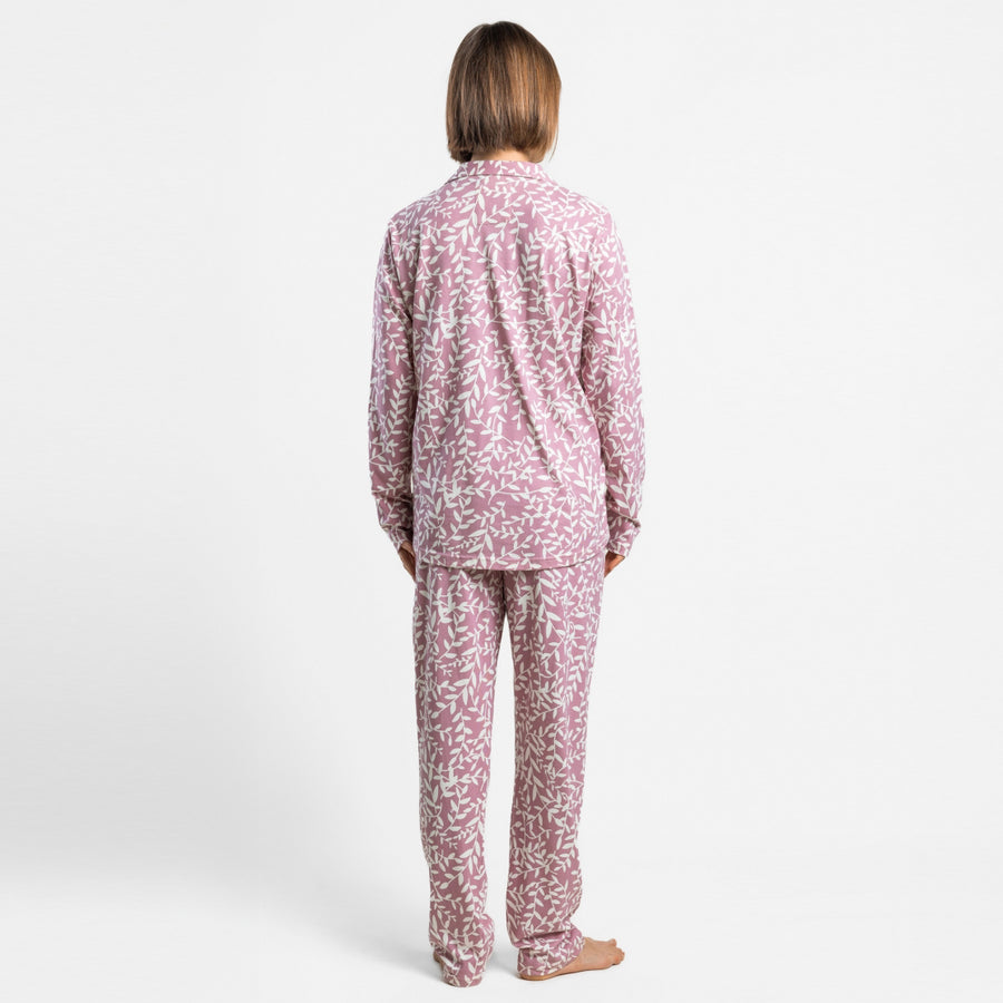 64604-0 - Pigiama a maniche lunghe in maglia con colletto a revers