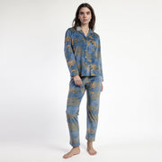 63640-0 - Pigiama in coral aperto avanti stile camicia