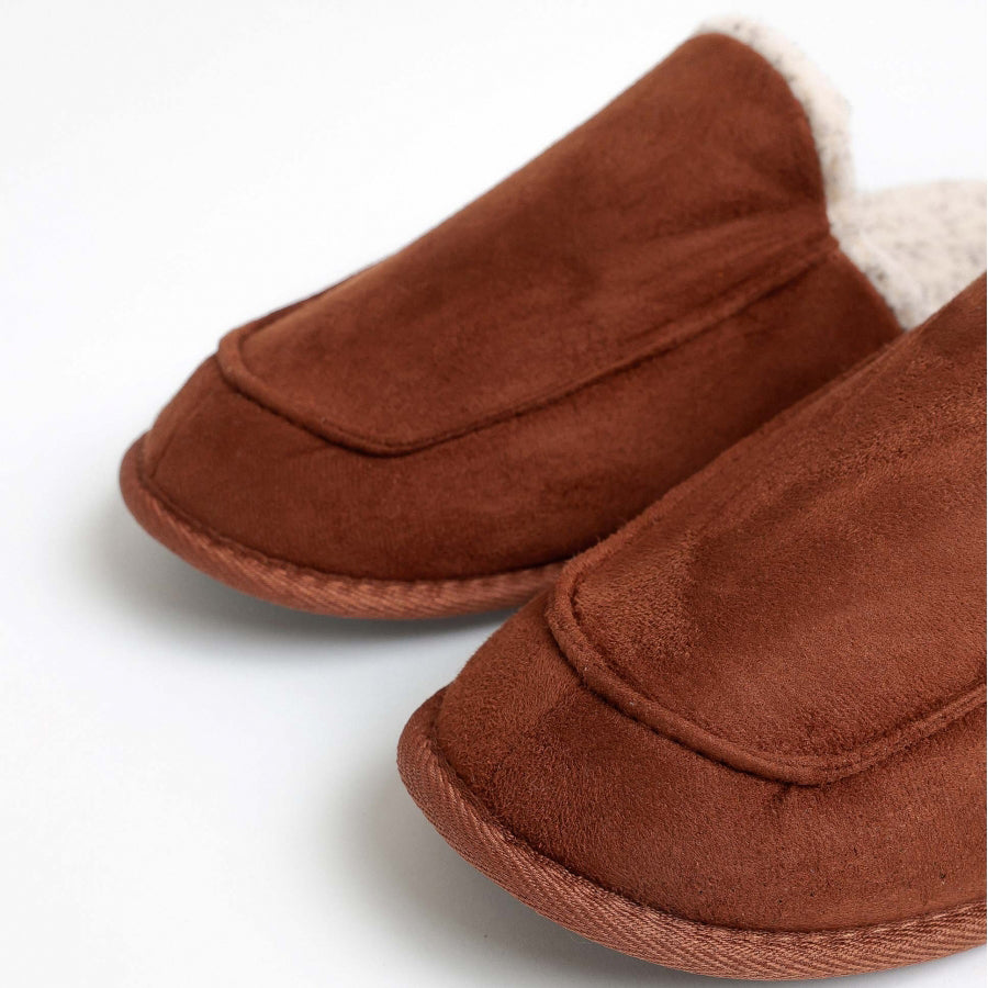 69047-0 - Pantofole da uomo in sherpa marrone