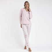 Pigiama donna serafino con pantalone lungo e stampa floreale - 62633