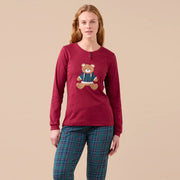 FA9284 - Pigiama donna caldo cotone orsetto tartan