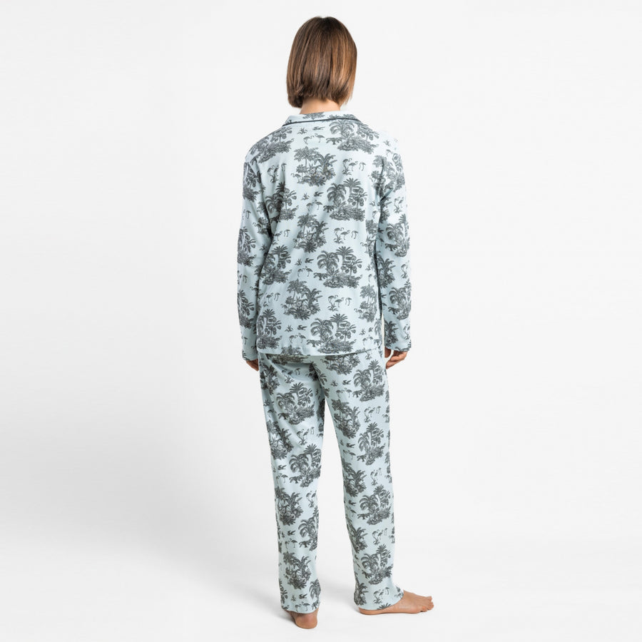 64690-0 - Pigiama invernale da donna in toile de Jouy a maniche lunghe