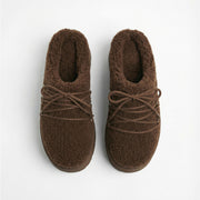 69210-0 - Pantofole da donna marroni con fodera in sherpa e suola con plateau.