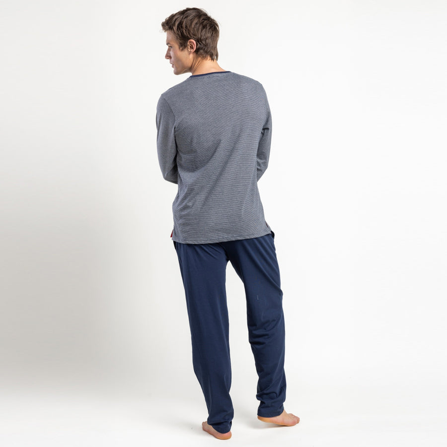 Pigiama uomo manica lunga abbottonatura serafino - 64173-0