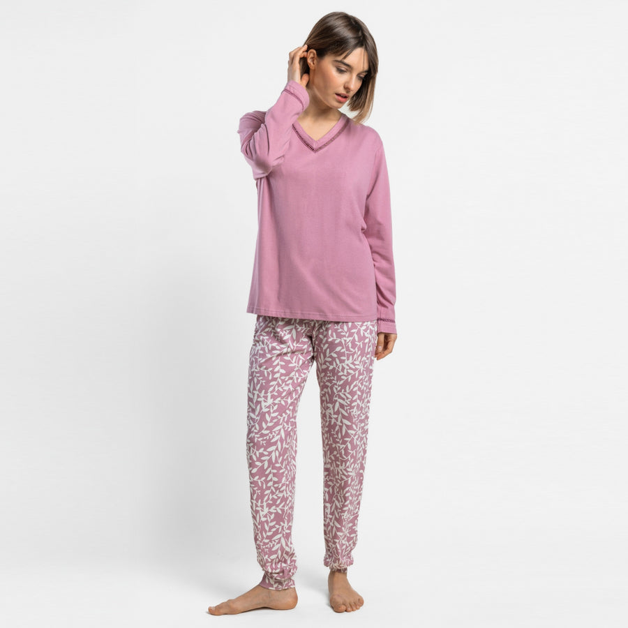 64603-0 - Pigiama a maniche lunghe con scollo a v