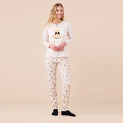 FA9251 - Pigiama donna in caldo cotone con stampa orsi e fiocchi