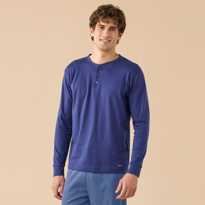 FC3313AB - Pigiama caldo cotone pantalone lungo con polsino Noidìnotte