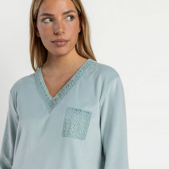 61547-0 - Camicia a maniche lunghe con pizzo
