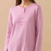 FA9187 - Pigiama donna caldo cotone good morning con polsini