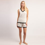 Pigiama Donna spalla larga e pantalone corto tessuto mussola - 64094-0