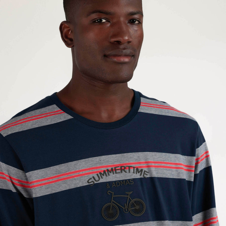 Pigiama Admas uomo manica lunga con maglia a righe - 63109-0