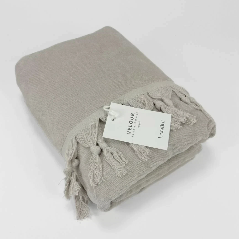 Telo Velour in spugna velour con frange annodate