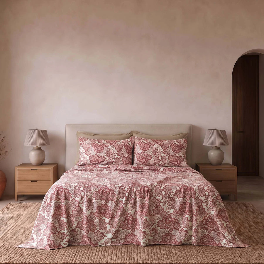Riana Completo letto Flanella Matrimoniale - Completo letto in stampa pizzo floreale