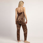 Pigiama pantalone lungo e top in raso maculato - 64587-0