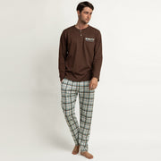 64845-0 - Pigiama da uomo a maniche lunghe ADMAS con chiusura serafino "Be Kind To Yourself"