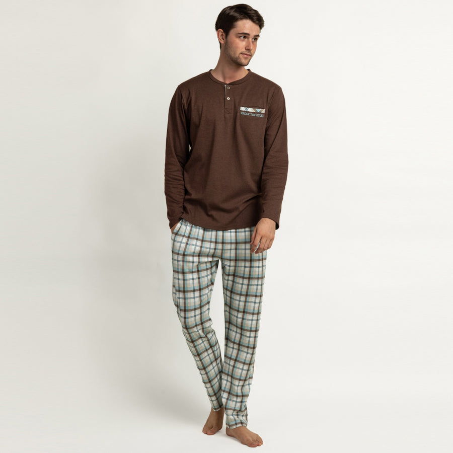 64845-0 - Pigiama da uomo a maniche lunghe ADMAS con chiusura serafino "Be Kind To Yourself"