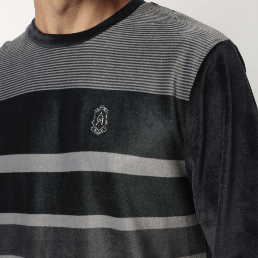 63785-0 - Pigiama uomo in coral girocollo in coral con polsini