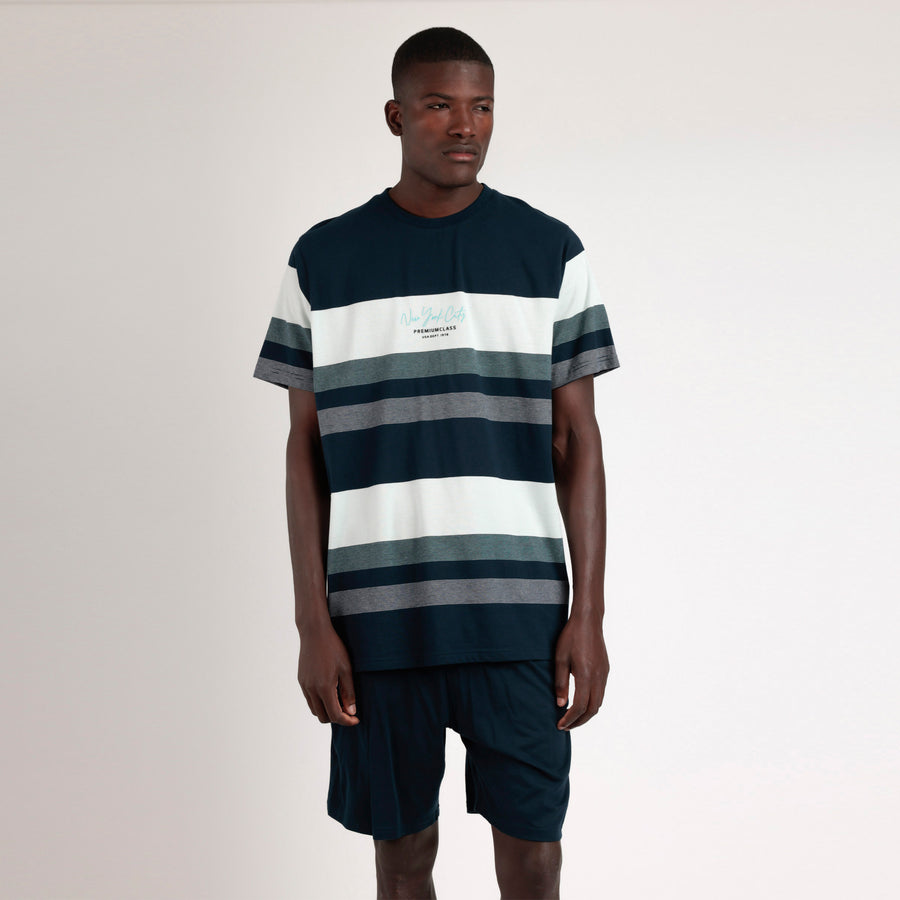Pigiama Admas mezza manica con maglia mezza manica rigata - 63118-0