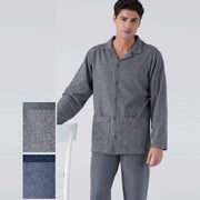 4086L - Pigiama uomo in punto milano con reever e tasche