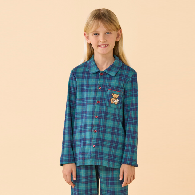 FC2657 TARTAN TEDDY - Pigiama Kids Natalizio aperto avanti