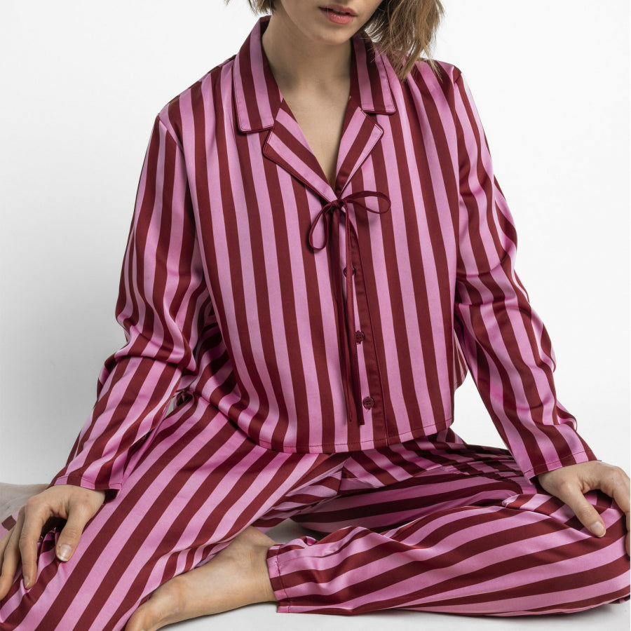 64859-0 - Pigiama da donna a maniche lunghe con motivo a righe