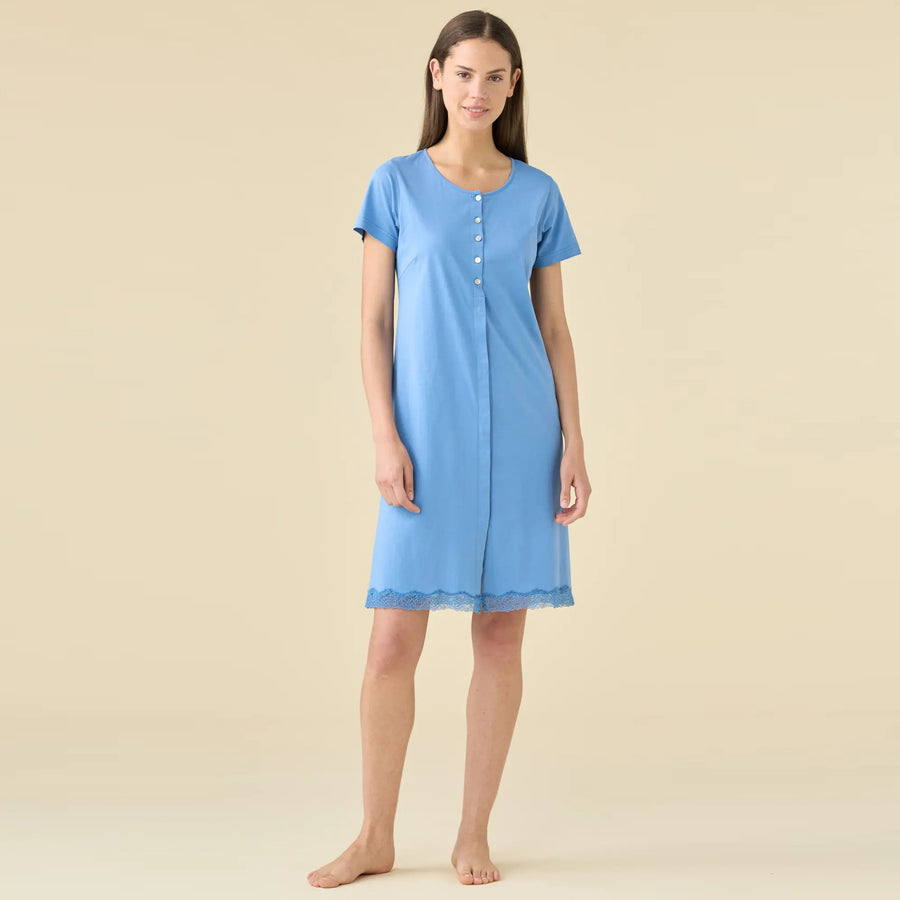 Camicia da notte donna estiva taglie forti in 100% cotone - LA3566AB