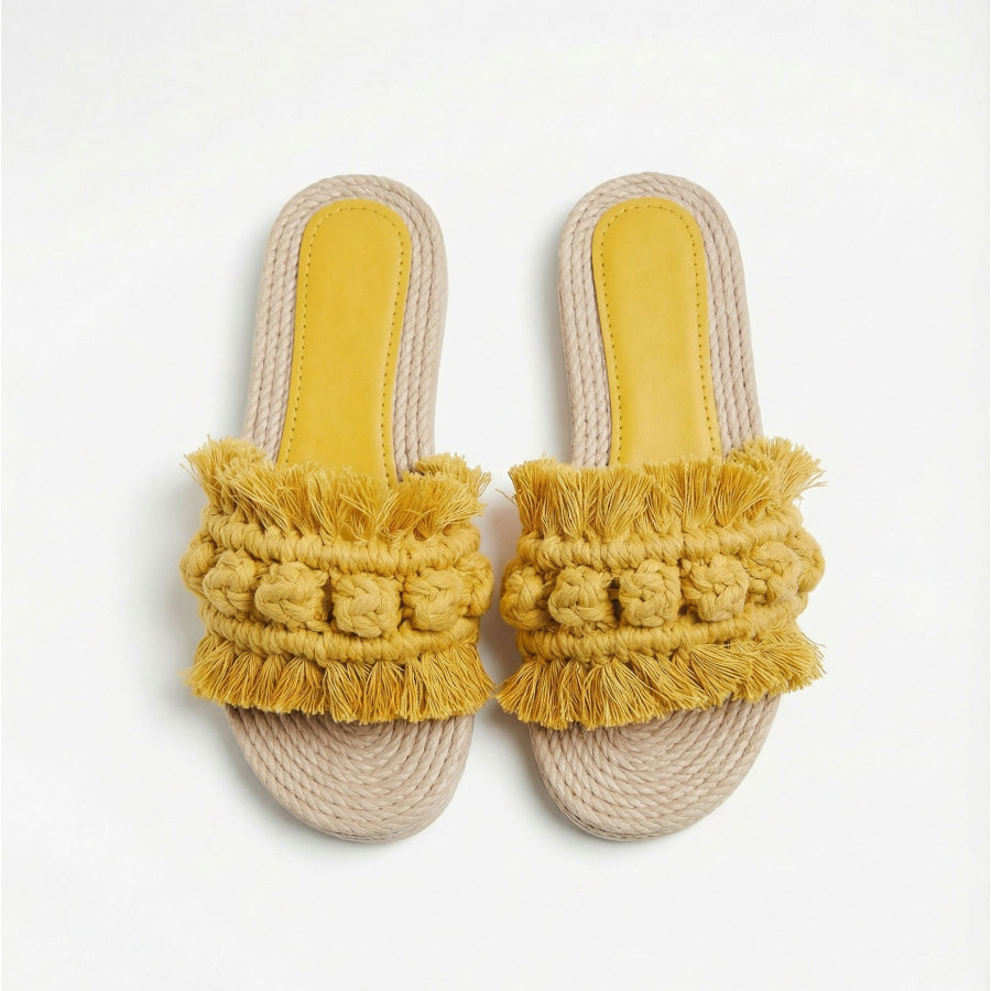 Ciabatta espadrilles con nappine gialle - 18048-0