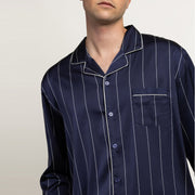 64817-0 - Pigiama in raso rigato aperto avanti stile camicia