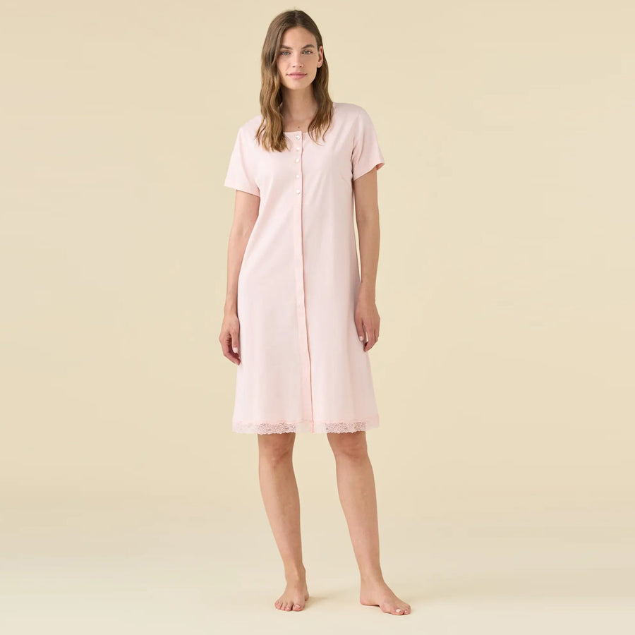 Camicia da notte donna estiva taglie forti in 100% cotone - LA3566AB