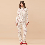 FA9815AB CANDY - Pigiama donna invernale in caldo cotone con pantalone lungo con rouches.
