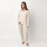 63647-0 - Pigiama in modal con collo in raso aperto avanti