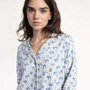 63653-0 - Pigiama caldo cotone aperto avanti con fiocchetti senza polsini